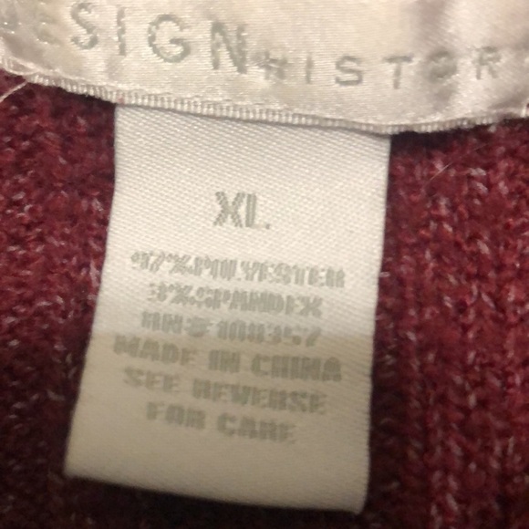 Design History Burgundy Exaggerated Stand Collar Pull Over Sweater Top XL - Picture 8 of 9